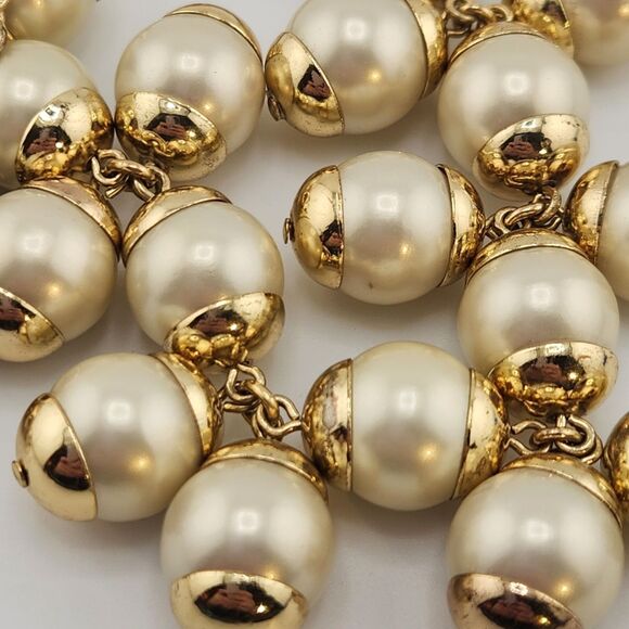 J-Crew Cha-Cha Statement Necklace Cream Glass Pearl Bauble Maximalist Going Out - Picture 4 of 8